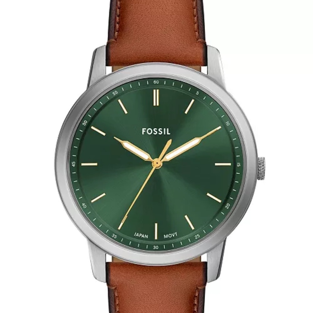 Fossil watch
44mm
Men's Minimalist Three-Hand Brown Leather Watch,